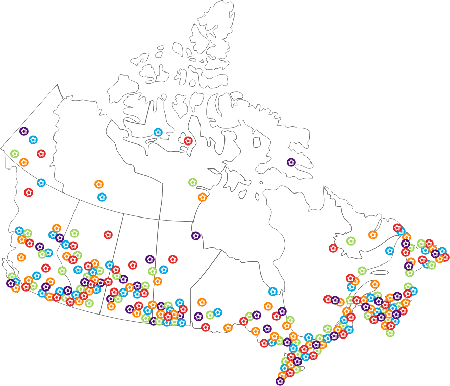 Shad representation across a map of Canada