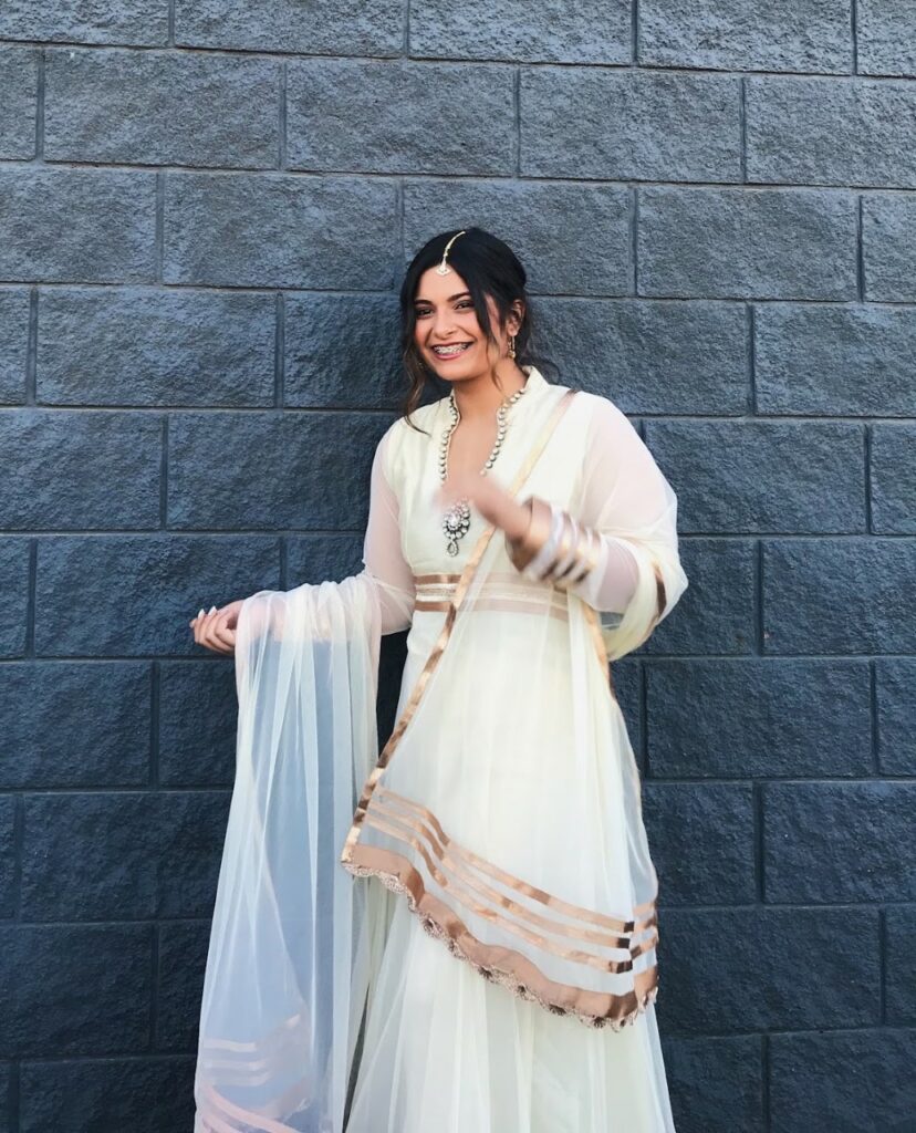 Ishita Mann dressed in a beautiful traditional Indian Anarkali dress at graduation 