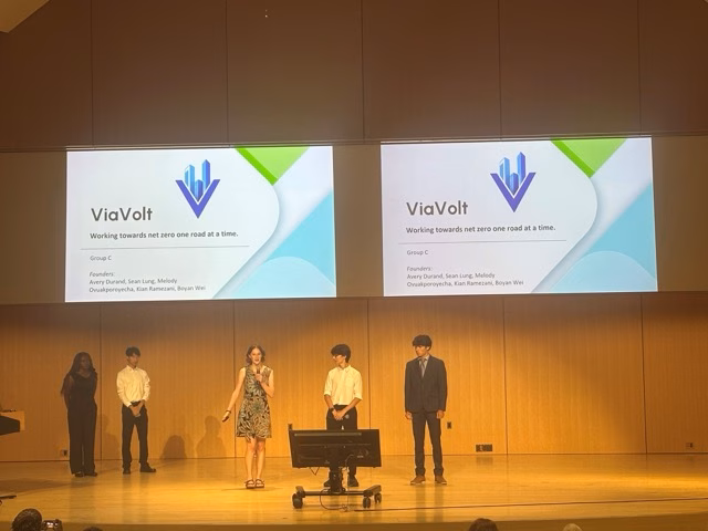 ViaVolt Medium Shads on the DE Challenge team “ViaVolt” presenting their project at Wilfrid Laurier University